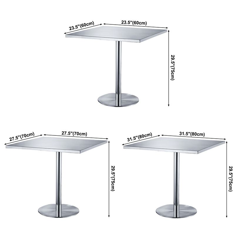Square Table Dinette Table Industrial Stainless Steel Dinner Room Table with Tulip Base Clearhalo ' dining_table' 'Dining Tables & Seating' 'Dining Tables' 'furn' 'furn_dining_table' 'Furniture' 'furniture_dining_table' 'Kitchen & Dining Furniture' 'kitchen&dining_furn' 'kitchen' 'kitchen_dining_table' 1200x1200_5dd0b135-ce02-483b-ac36-ff8be6ab6a52