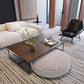 13.78"  H Modern Rectangle Wooden Coffee Table Metal Sled Cocktail Table