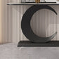 12 inch Wide Glam Console Table Stone Half Moon Console Accent Table