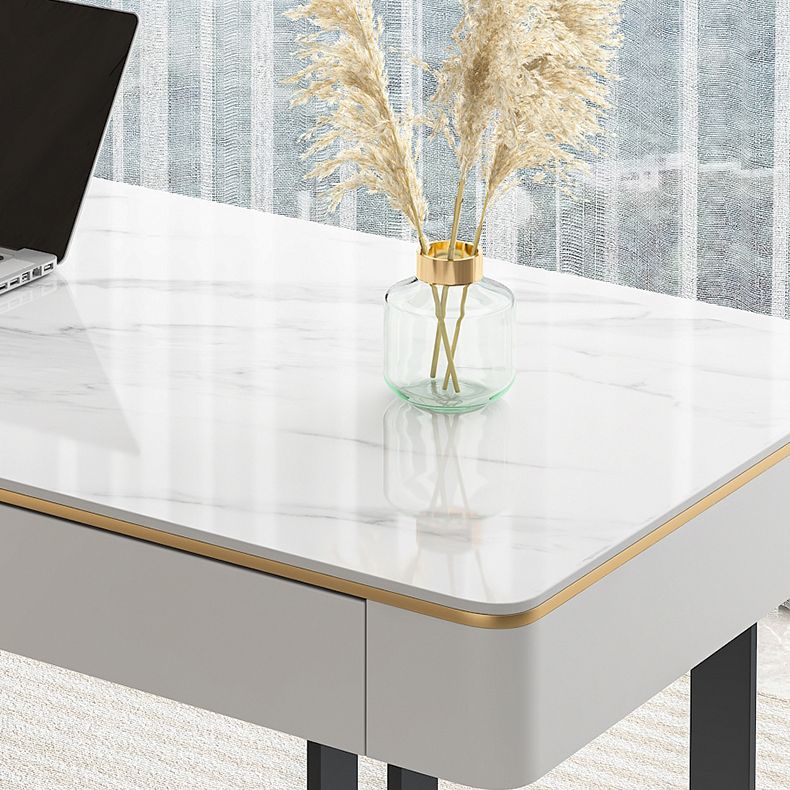 Bureau de bureau glamour antique Ordinateur Courbe courbe avec 2 tiroirs de rangement