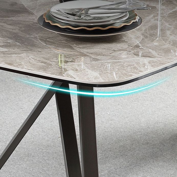 Modern Style Dining Table Sintered Stone Table with 4 Legs Carbon Steel Base Clearhalo ' dining_table' 'Dining Tables & Seating' 'Dining Tables' 'furn' 'furn_dining_table' 'Furniture' 'furniture_dining_table' 'Kitchen & Dining Furniture' 'kitchen&dining_furn' 'kitchen' 'kitchen_dining_table' 1200x1200_5dd39685-6c44-4f17-b8bd-af360f115c04