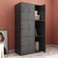 Black Metal Wardrobe Cabinet Contemporary Hinged Wardrobe Armoire Clearhalo 'Armoires & Wardrobes' 'armoires_wardrobes' 'Bedroom Furniture' 'furn' 'furn_armoires_wardrobes' 'Furniture' 1200x1200_5dd4fafc-da94-4b89-a954-e69788403654