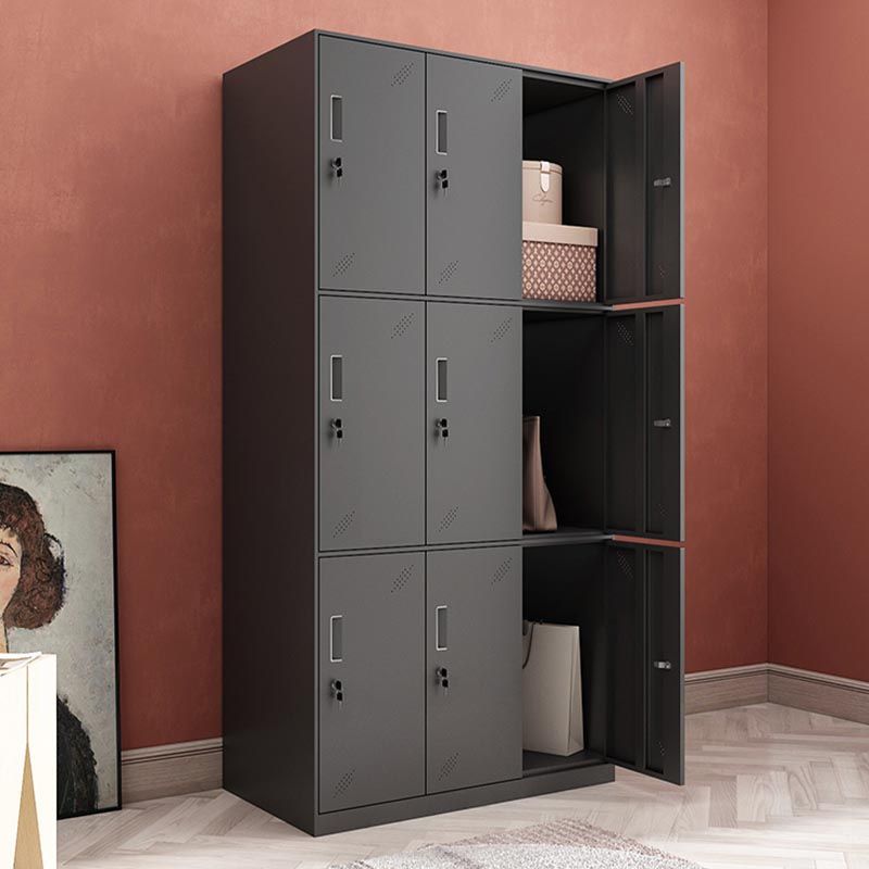 Black Metal Wardrobe Cabinet Contemporary Hinged Wardrobe Armoire Clearhalo 'Armoires & Wardrobes' 'armoires_wardrobes' 'Bedroom Furniture' 'furn' 'furn_armoires_wardrobes' 'Furniture' 1200x1200_5dd4fafc-da94-4b89-a954-e69788403654