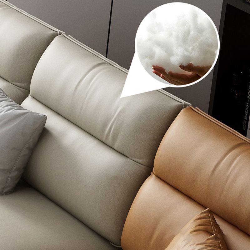 141.73" L x 70.86" W x 35.43" H Faux Leather Pillow Top Arm Sectional for Living Room Clearhalo 'furn' 'furn_sectionals' 'Furniture' 'furniture_sectionals' 'kitchen' 'kitchen_sectionals' 'Living Room Furniture' 'Sectionals' 1200x1200_5dd8b6d1-85d3-4c5f-b7f3-a54ffe62b05f