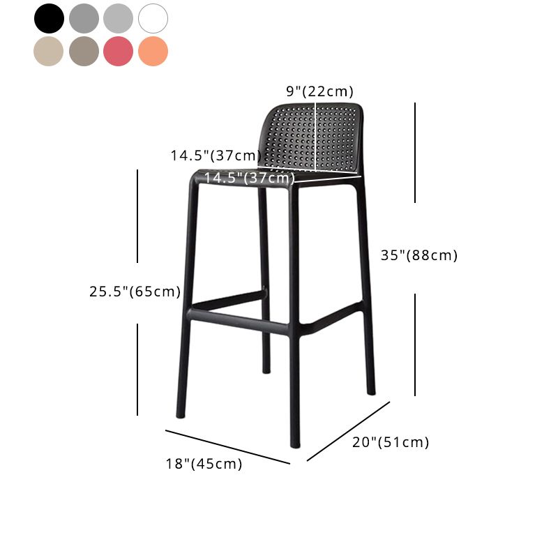 Modern Counter Bar Stool Plastic Armless Bar Stool with Footrest and Backrest Clearhalo 'Bar Furniture' 'Bar Stools' 'bar_stools' 'furn' 'furn_bar_stools' 'furniture_bar_stools' 'Kitchen & Dining Furniture' 'kitchen&dining_furn' 'kitchen' 'kitchen_furn' Furniture' 1200x1200_5dd92273-69e9-4377-82a5-89fa8c20227b