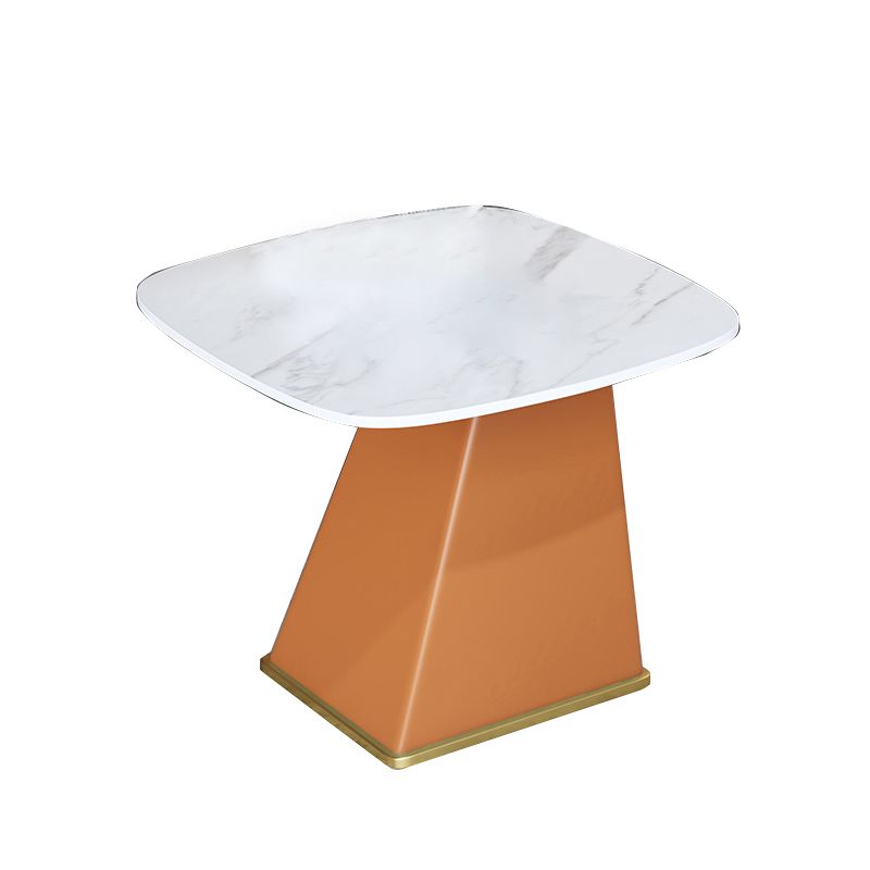 Rectangular Stone End Table Modernism Pedestal Side Table, 23.6" W x 19.7" D x 23.6" H