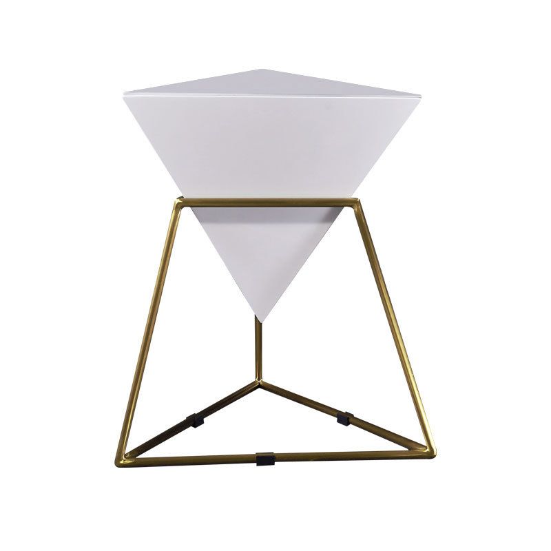 Metal Frame Triangle End Table,21.6"H Gloss Modern Side Table Clearhalo 'Coffee & Accent Tables' 'End & Side Tables' 'end_side_table' 'end_side_tables' 'furn' 'furn_end_side_tables' 'Furniture' 'furniture_end_side_table' 'Living Room Furniture' 1200x1200_5dd9ad8a-7412-455a-962f-35712ed23d81