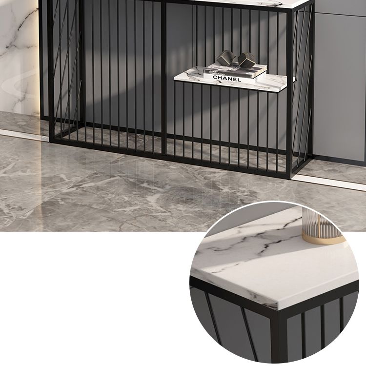 Tavolo da divano di divano console in pietra contemporanea tavolo da estremità resistente alle macchie per la sala