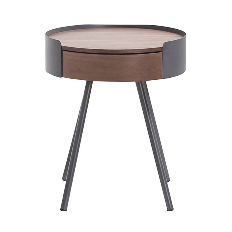 21,2 "tavolo da parte superiore in legno rotondo in legno arrotondata in metallo a 4 gambe tavolino