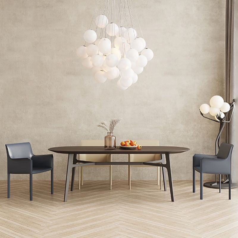 Moderne stijl armstoel leer stevige achterste eetkamerstoel voor thuisgebruik