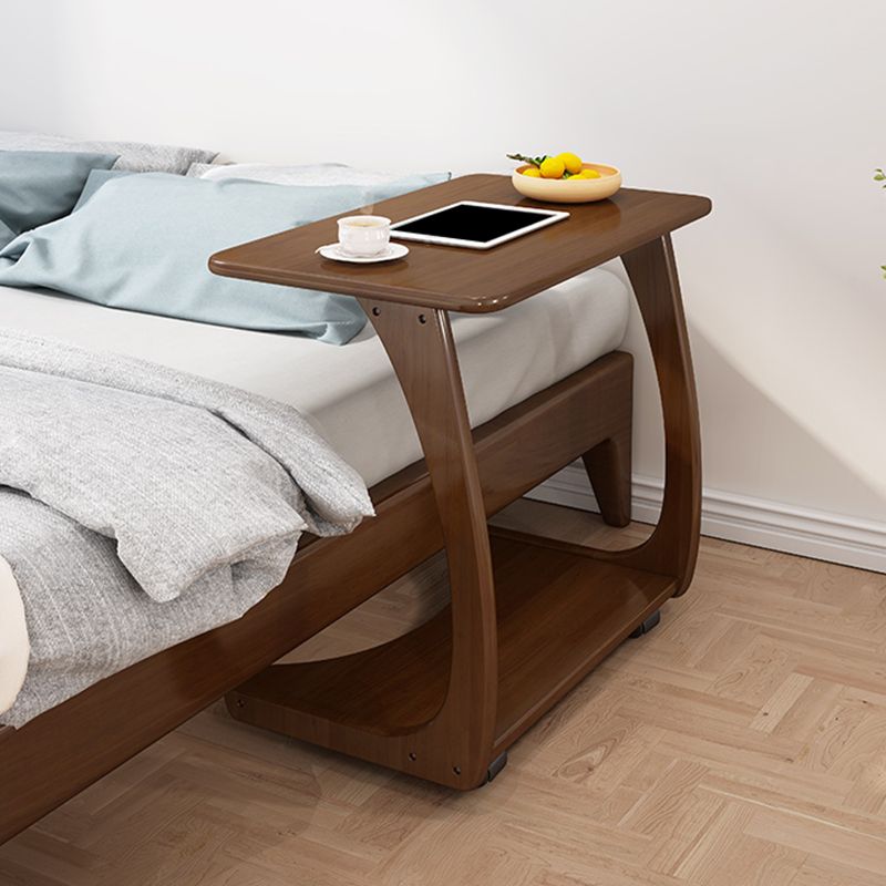 Nordic Style Rectangular Solid Wood Table with Wheel Base Coffee Table