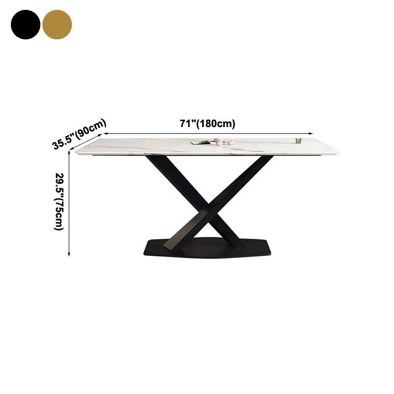 Rectangle Traditional Luxury Dining Table White Sintered Stone Table with Metal Pedestal Base Clearhalo ' dining_table' 'Dining Tables & Seating' 'Dining Tables' 'furn' 'furn_dining_table' 'Furniture' 'furniture_dining_table' 'Kitchen & Dining Furniture' 'kitchen&dining_furn' 'kitchen' 'kitchen_dining_table' 1200x1200_5dde4bd8-5d96-41be-9a19-5ca7762b590c