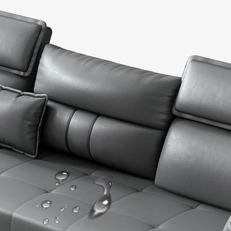 Square Arm Grey Cushion Back Contemporary Storage Adjustable Living Room Sofa Clearhalo 'Furniture' 'furniture_sectionals' 'kitchen' 'kitchen_sectionals' 'Living Room Furniture' 'Sectionals' 1200x1200_5ddec5f5-1e04-4991-b942-f76436de72ff