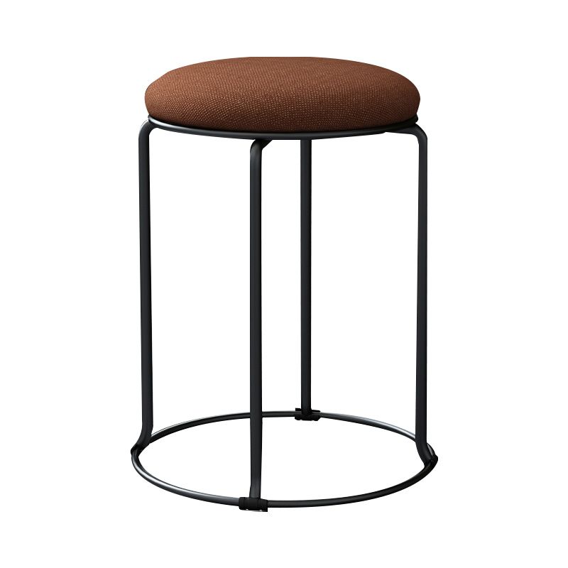 Linen Blend Ottoman Metal Frame Round Upholstered Contemporary Solid Pouf Clearhalo 'furn' 'furn_ottomans_poufs' 'Furniture' 'Living Room Furniture' 'Ottomans & Poufs' 'ottomans_poufs' 1200x1200_5ddfa214-9a20-4fd6-ad6a-3de6573c4e57