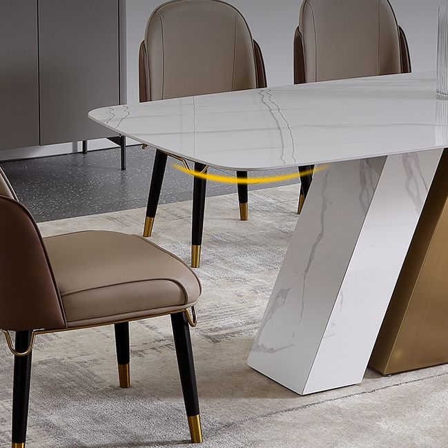 Metal Traditional Luxury Rectangle Dining Table Sintered Stone Dining Table for Home Clearhalo ' dining_table' 'Dining Tables & Seating' 'Dining Tables' 'furn' 'furn_dining_table' 'Furniture' 'furniture_dining_table' 'Kitchen & Dining Furniture' 'kitchen&dining_furn' 'kitchen' 'kitchen_dining_table' 1200x1200_5de09763-b8ac-4f51-af4d-7cc91b0ef637