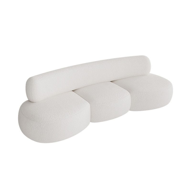 Wool Armless Curved Sofa Contemporary White Sofa with Tight Back