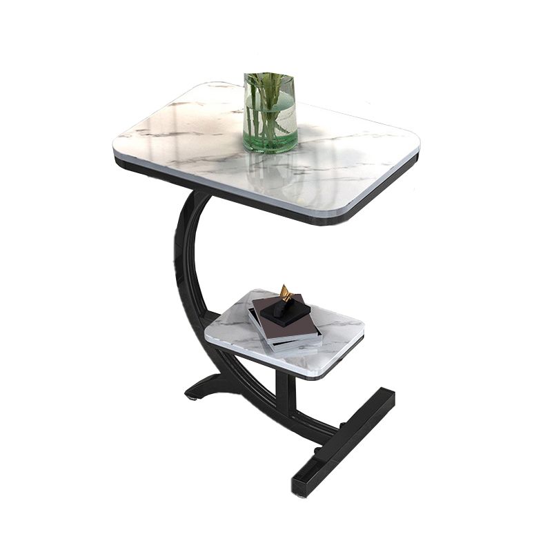 2-Tier Modernistic Metal C Side Table Slate Top Rectangular End Table Clearhalo 'Coffee & Accent Tables' 'End & Side Tables' 'end_side_tables' 'furn' 'furn_end_side_tables' 'Furniture' 'Living Room Furniture' 1200x1200_5de2676c-d20d-4cad-b8ba-2a47e589a83b