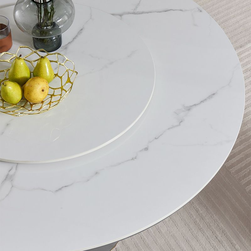 モダンな石造りの家具1/2/5/7/9 PCS布張りの椅子付きダイナーテーブル丸い形状