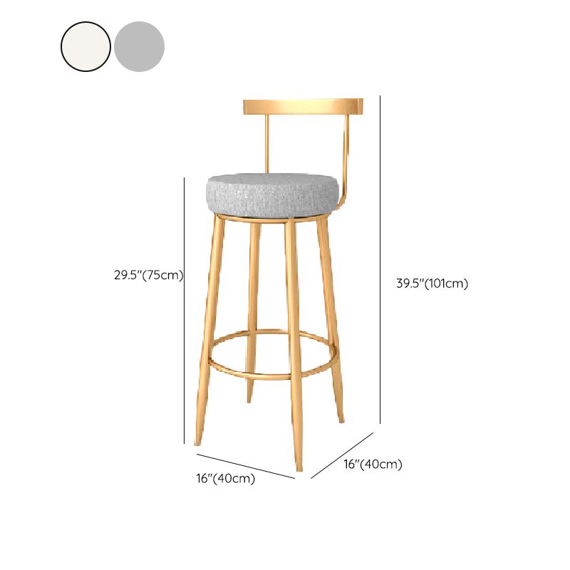 Taburete de bar estilo Glam, tapizado, para salón, con patas de metal