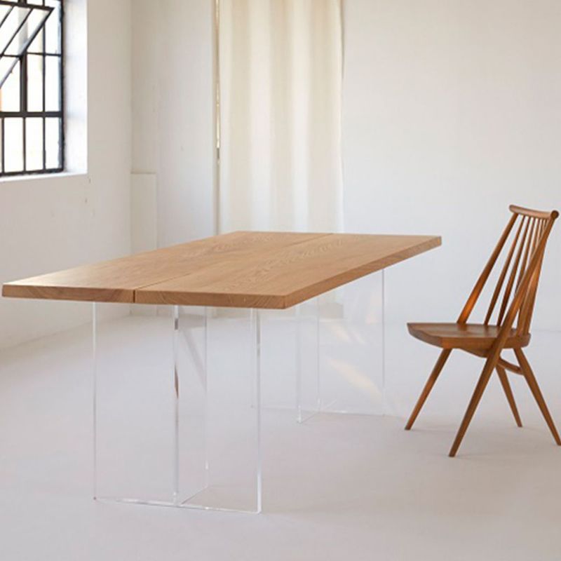 Pine Wood Dining Table Rectangle Dining Table with Sled Base Clearhalo 'Dining Tables & Seating' 'Dining Tables' 'dining_table' 'furn' 'furn_dining_table' 'Furniture' 'furniture_dining_table' 'Kitchen & Dining Furniture' 1200x1200_5de488cf-a2b5-47b4-940d-e6b4037546b7