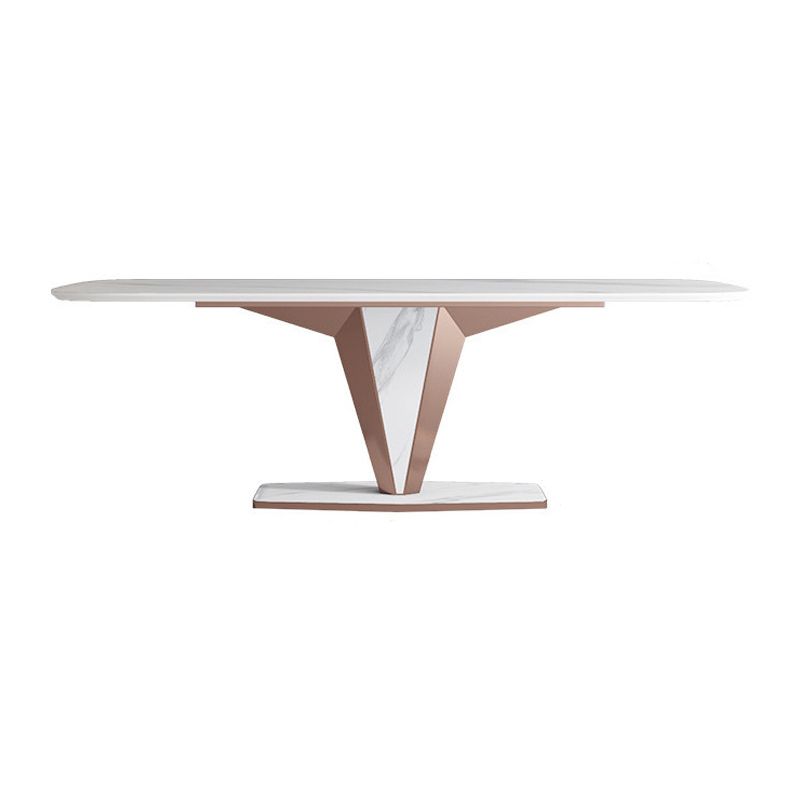 Modern Sintered Stone Dining Table Set 1/2/3/5/7 Pieces Dining Set with Pedestal Base Clearhalo 'Dining Room Sets' 'Dining Tables & Seating' 'dining_room_set' 'furn' 'furn_dining_room_set' 'Furniture' 'Kitchen & Dining Furniture' 1200x1200_5de49abc-20af-4591-9711-23e823d90bf3