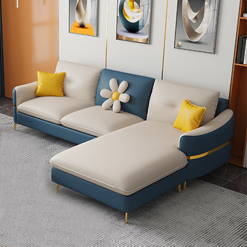 Faux Leather Square Arm Sofa with Pillows, 3/4 seat Sofa for Living Room Clearhalo 'furn' 'furn_sectionals' 'Furniture' 'Living Room Furniture' 'Sectionals' 1200x1200_5de5cb56-3203-43cc-aafe-bcc00ca5d3c1