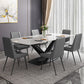 Modern Dining Table Stone Dining Room Dining Table with Metal Base Clearhalo 'Dining Tables & Seating' 'Dining Tables' 'dining_table' 'furn' 'furn_dining_table' 'Furniture' 'Kitchen & Dining Furniture' 1200x1200_5de644ab-824c-4806-9bad-981adff2b056