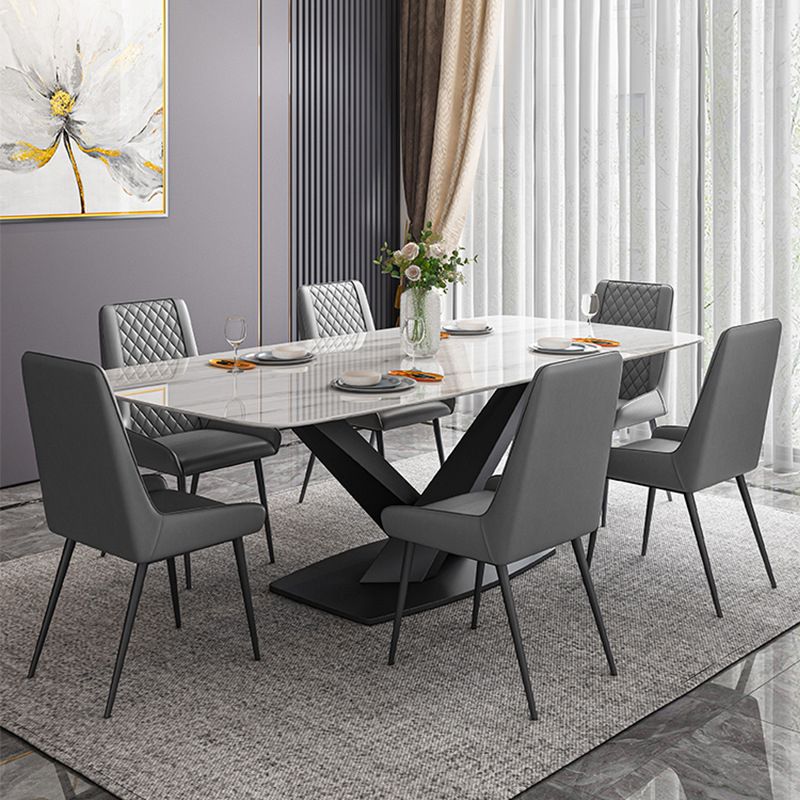 Modern Dining Table Stone Dining Room Dining Table with Metal Base Clearhalo 'Dining Tables & Seating' 'Dining Tables' 'dining_table' 'furn' 'furn_dining_table' 'Furniture' 'Kitchen & Dining Furniture' 1200x1200_5de644ab-824c-4806-9bad-981adff2b056