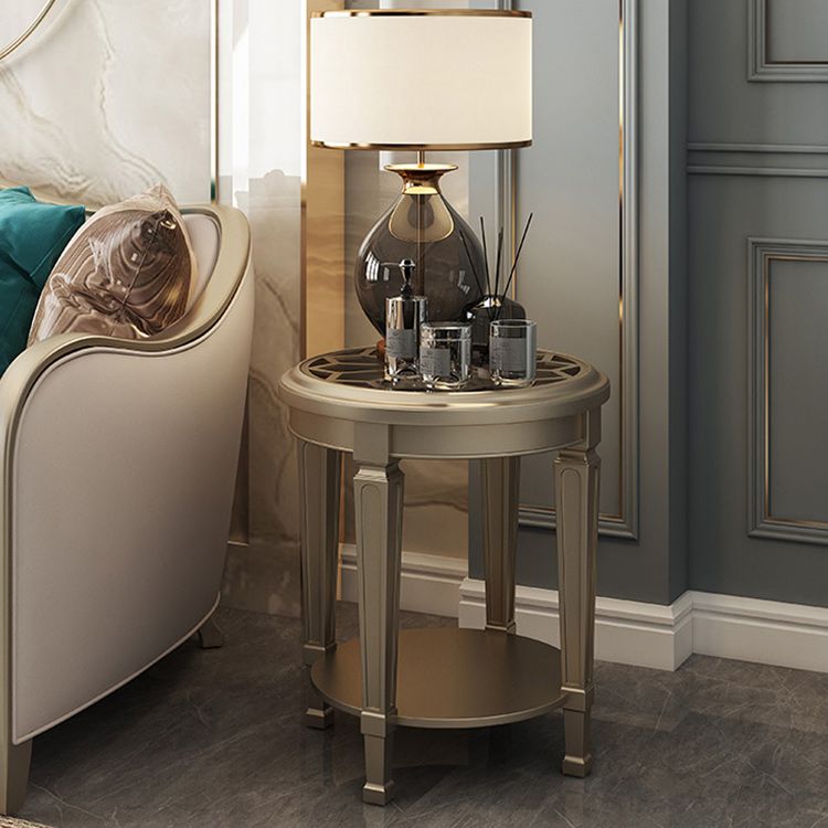 26 "背の高い4脚ソリッドウッドエンドテーブルコンテンポラリーラウンドダブルティアエンドテーブル