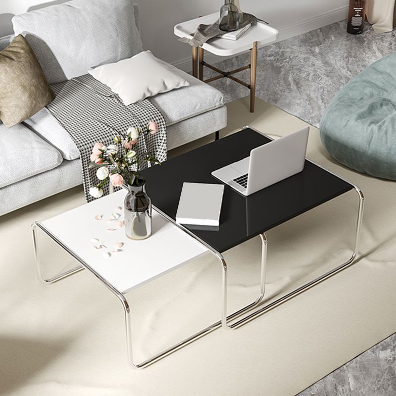 Square Steel Sled Coffee Table Modern 2 Nesting Cocktail Table Clearhalo 'Coffee & Accent Tables' 'Coffee Tables' 'coffee_tables' 'furn' 'furn_coffee_tables' 'Furniture' 'Living Room Furniture' 1200x1200_5dec9fbc-d112-4f52-8404-22731c9ac854
