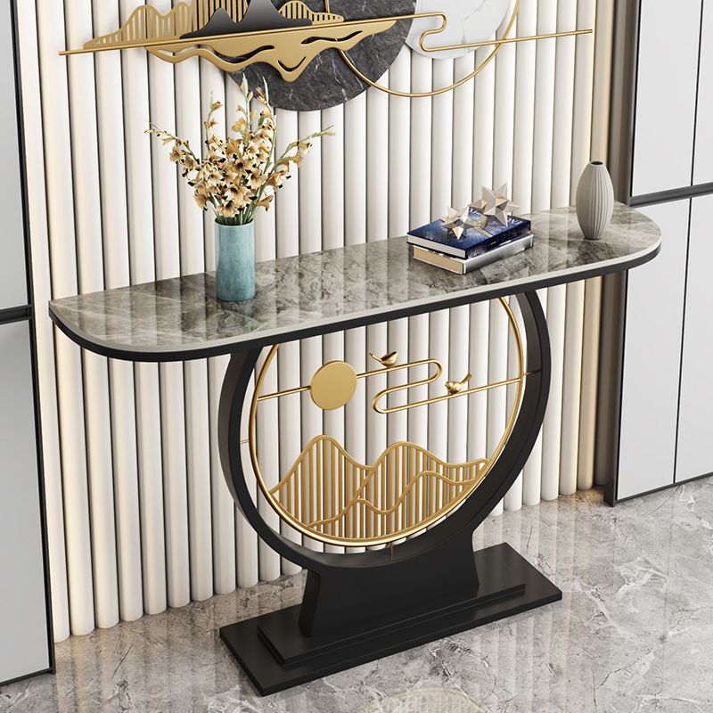 Marmor/Metall -Halbmondglam kratzfestes abstraktes Konsolentabelle