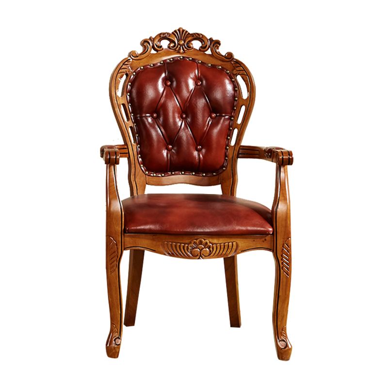 Traditional Solid Wood Dining Chair Leather Dining Arm Chair for Restaurant (Set of 2) Clearhalo ' kitchen&dining_furn' 'Dining Chairs' 'Dining Tables & Seating' 'dining_chair' 'furn' 'furn_dining_chair' 'Furniture' 'furniture_dining_chair' 'Kitchen & Dining Furniture' 'kitchen' 1200x1200_5def8683-0ece-4227-bb19-00d0e18cdd59