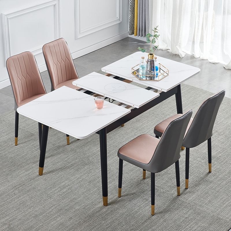 Contemporary Rectangle Dining Room Table White Sintered Stone Table with 4 Legs Clearhalo ' dining_table' 'Dining Tables & Seating' 'Dining Tables' 'furn' 'furn_dining_table' 'Furniture' 'furniture_dining_table' 'Kitchen & Dining Furniture' 'kitchen&dining_furn' 'kitchen' 'kitchen_dining_table' 1200x1200_5defa49b-b9bb-49b6-8daa-37e798f89b63