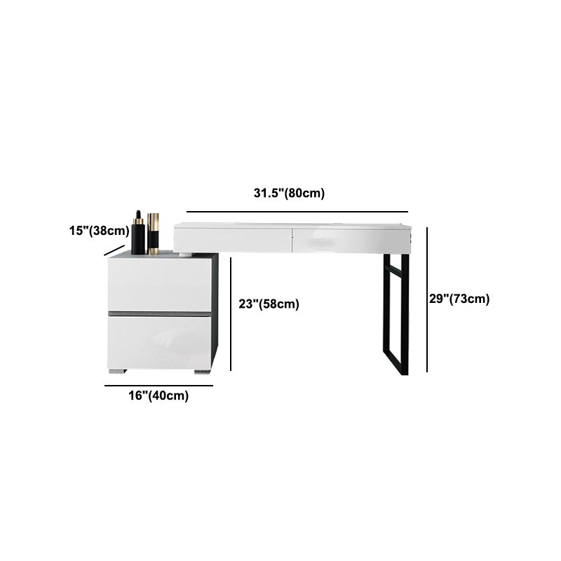 Moderno 4 cassetti da toeletta da toeletta da toeletta 28,94 "h bianco con sgabello
