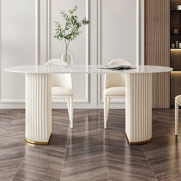 Traditional Luxury Dining Table Oval Sintered Stone White Dining Table for Home Use Clearhalo 'Dining Tables & Seating' 'Dining Tables' 'dining_table' 'Furniture' 'furniture_dining_table' 'Kitchen & Dining Furniture' 'kitchen' 'kitchen_dining_table' 1200x1200_5df9d86c-b33a-45ce-87c3-503ddc7d2310