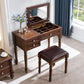 Solid Wood Vanity Dressing Table Traditional Flip-Top Makeup Vanity Desk