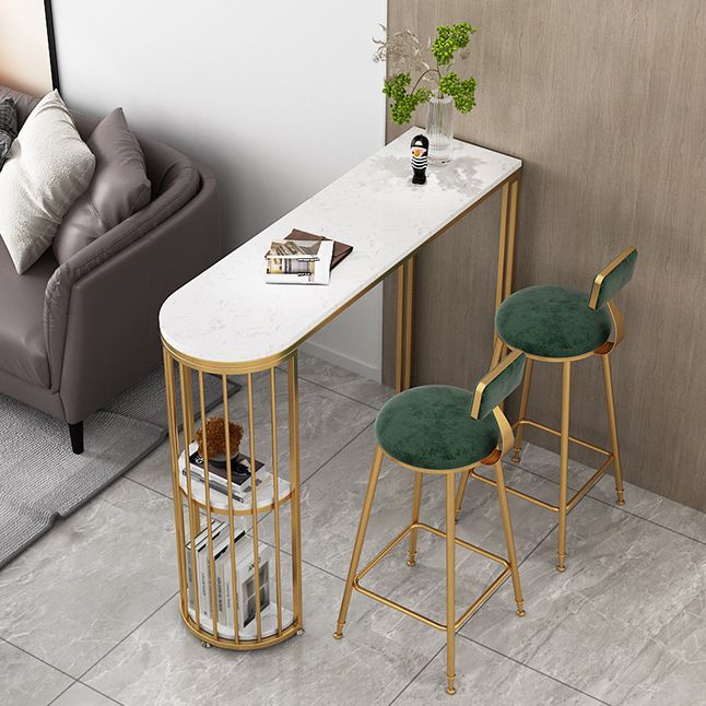 White Stone Bar Dining Table Contemporary Bar Table with Sled Base Clearhalo 'Bar Furniture' 'Bar Tables' 'bar_tables' 'Furniture' 'furniture_bar_tables' 'Kitchen & Dining Furniture' 1200x1200_5dfc02ac-df36-4b66-8cb1-3c391623974a
