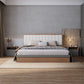 Mid-Century Modern Platform Bed Upholstered Headboard Panel Bed with Drawers