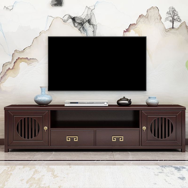 Mueble de TV de madera maciza, consola de soporte de TV abierta Simple para el hogar, estilo tradicional