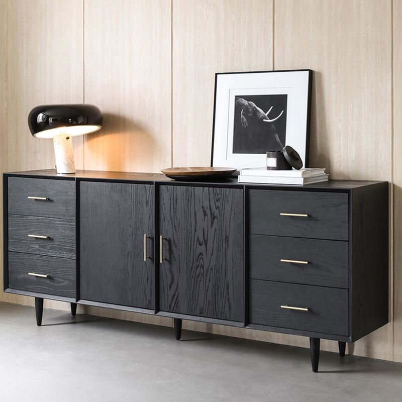 Tavolo da buffet Glam in legno massello nero Tavolo da buffet Glam con 6 cassetti e 2 ante