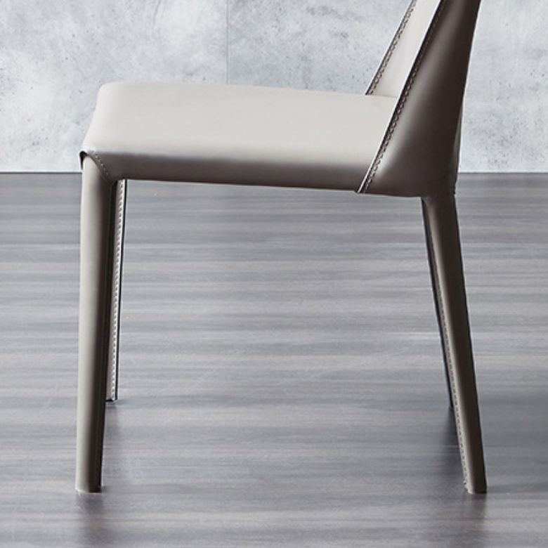 Armless Kitchen Dining Chairs Faux Leather Chairs with Metal Base