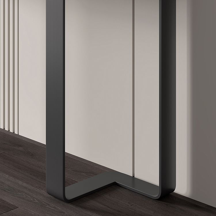 Mesa de acento moderno Stone Half Moon Console Mesa con 1 estante, 33.46 "de alto