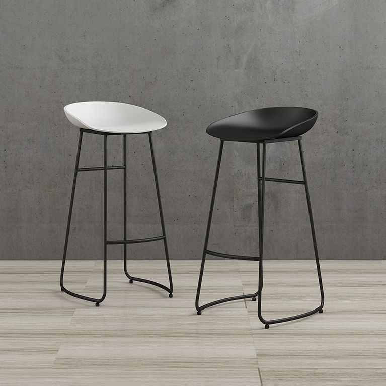 Modern Armless Backrest Counter Stool Iron Bar Stool with Acrylic Seat for Milk Tea Shop