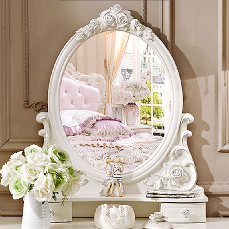 Victorian Solid Artificial Wood Vanity Dressing Table 4 Drawer Makeup Vanity Desk Clearhalo 'Bedroom Furniture' 'furn' 'furn_makeup_vanities' 'Furniture' 'Makeup Vanities' 'makeup_vanities' 1200x1200_5e05e84e-6f83-4bfd-a74b-75ff1cd2c721
