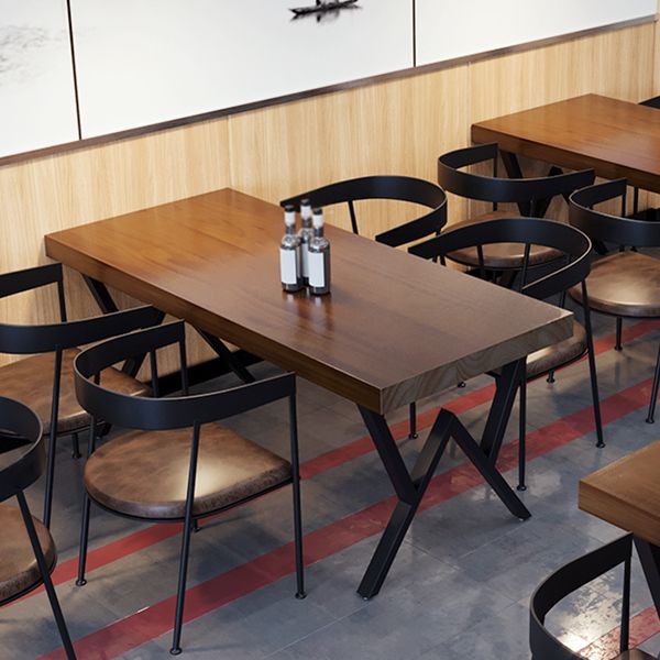 Industrial Rectangle Dining Room Table Pine Solid Wood Table with Black Double Pedestal Clearhalo ' dining_table' 'Dining Tables & Seating' 'Dining Tables' 'furn' 'furn_dining_table' 'Furniture' 'furniture_dining_table' 'Kitchen & Dining Furniture' 'kitchen&dining_furn' 'kitchen' 'kitchen_dining_table' 1200x1200_5e06b544-7877-4a20-a71c-769bc2ba60b3