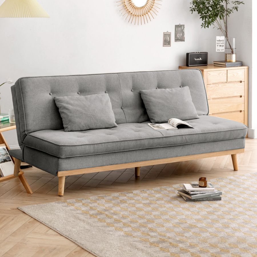 Adjustable Sofa Bed Linen Sofa without Arm in Soid Wood Tufted Sofa