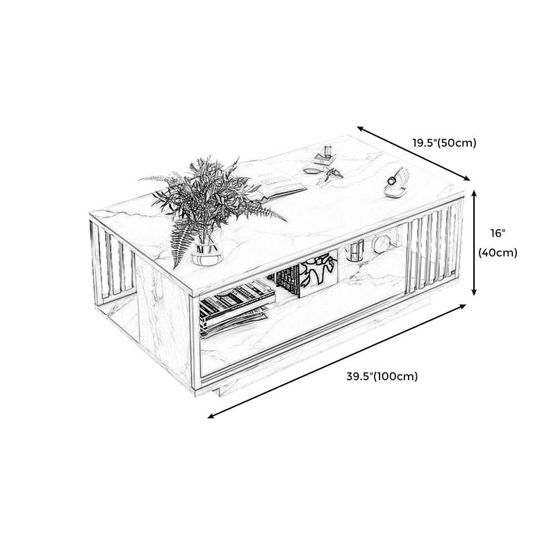 Rectangular Storage Coffee Table Contemporary Frame Cocktail Table for ...