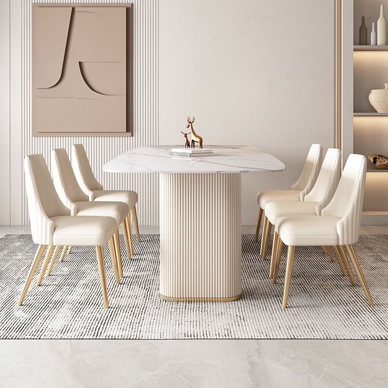 Nordic Style Sintered Stone Rectangle Table Set 1/4/5/7 Pieces Set Clearhalo 'Dining Room Sets' 'Dining Tables & Seating' 'dining_room_set' 'furn' 'furn_dining_room_set' 'Furniture' 'Kitchen & Dining Furniture' 1200x1200_5e0833c7-c324-4aa0-80c8-23ecd95884be
