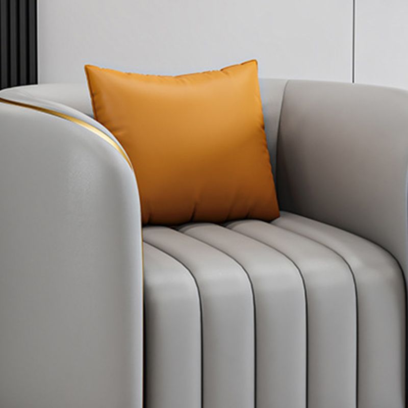 Tuxedo Arm Sofa in Grey/Blue Faux Leather Sofa with Metal Accent Clearhalo 'furn' 'furn_sofas' 'Furniture' 'Living Room Furniture' 'Sofa' 'sofas' 1200x1200_5e098d8e-5222-49b7-abfa-462ee1a5bff7