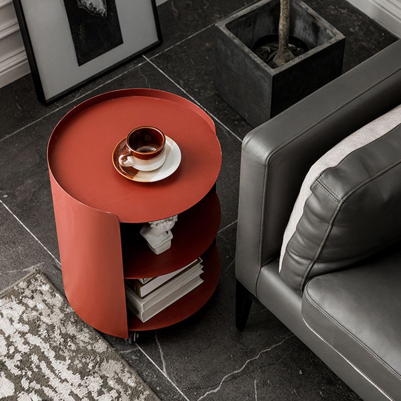 Mid-Century Round Side End Table Metal End Slide Table with Shelf Clearhalo 'Coffee & Accent Tables' 'End & Side Tables' 'end_side_tables' 'furn' 'furn_end_side_tables' 'Furniture' 'Living Room Furniture' 1200x1200_5e09c3c6-edea-4335-a431-2fea99699a41